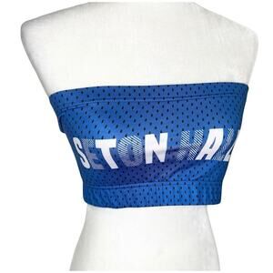 SETON HALL Blue White Strapless Jersey Style Spandex Tube Crop Top Medium
